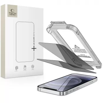 TECH-PROTECT Quick Set Spy+ Privacy grūdinto stiklo ekrano apsauga, skirta Apple iPhone 12 / iPhone 12 Pro (2 vnt. pakuotė)