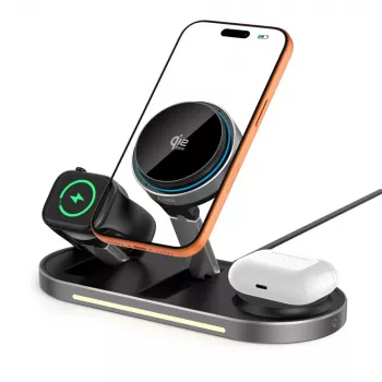 TECH-PROTECT A51 ARCTICBOOST 3in1 magnetinis MagSafe belaidis įkroviklis 25W Qi2.2, juodas