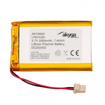 Akyga AKY0640 LP674261 Li-Po akumuliatorius 3,7 V 2000 mAh, PCM, Molex 5264 2 kontaktų, 50 mm