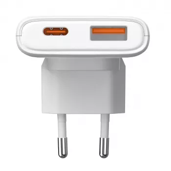Akyga AK-CH-31 plonas GaN USB įkroviklis 65 W, USB-C PD + USB-A, baltas