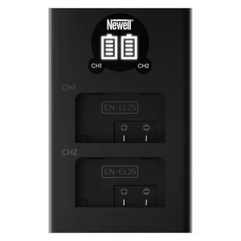 Newell DL-USB-C dviejų kanalų akumuliatorių įkroviklis, skirtas Nikon EN-EL25