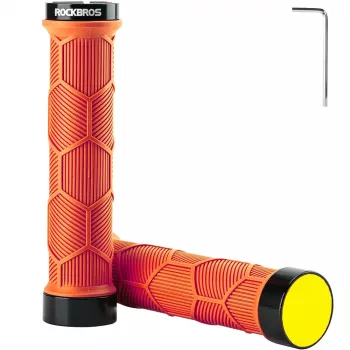 ROCKBROS Dviračio vairo rankenos su atšvaitais - Oranžinės, 130mm, dvigubas fiksavimas