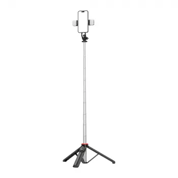 HURTEL Selfie Stick WC13YDS Telescopic Tripod 1.3m su dviguba LED šviesa ir telefono laikikliu - juoda