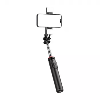 HURTEL Selfie Stick WC13YDS Telescopic Tripod 1.3m su dviguba LED šviesa ir telefono laikikliu - juoda