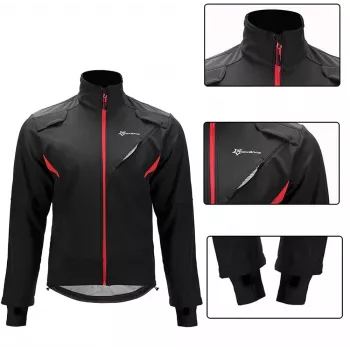 ROCKBROS YPW021 Vėjui atspari dviračių striukė, juoda, XL dydis
