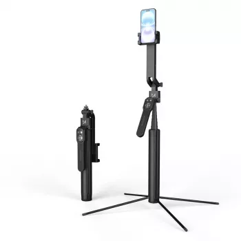 Premium Selfie Stick Wozinsky WST-360YS 1,8 m su trikojo funkcija, automatiniu 360° AI veido sekimu, gestų valdymu – juoda