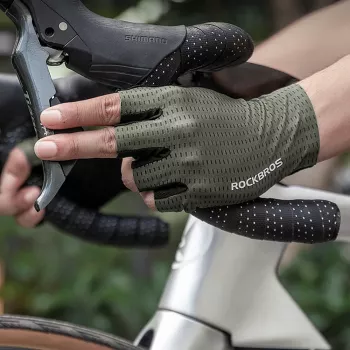 ROCKBROS Breathable Short Finger Cycling Gloves, Size M, Green