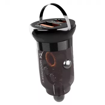 Wozinsky 65W automobilinis įkroviklis USB-C PD 65W / USB-A 45W QC 3.0 - juoda