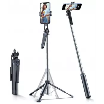 Selfie lazda Wozinsky WC1Y70S teleskopinis trikojis 1,7 m su telefono laikikliu - juoda