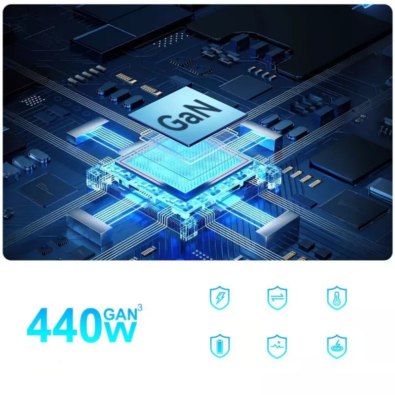 Wozinsky 240W GaN QC3 Įkrovimo Stotelė - Juoda