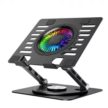 Wozinsky WDCX-X16-AS CoolBase RGB nešiojamojo kompiuterio ir planšetinio kompiuterio aušinimo stovas su 360° sukimu - juoda