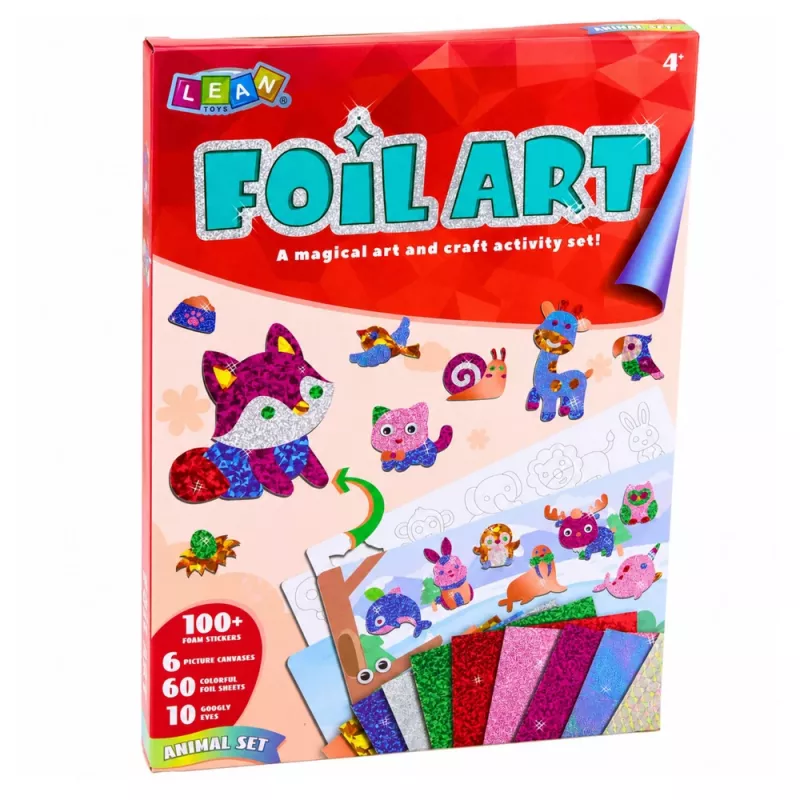 LEAN TOYS Kūrybinis folijos meno rinkinys su blizgia folija – gėlių dizainas