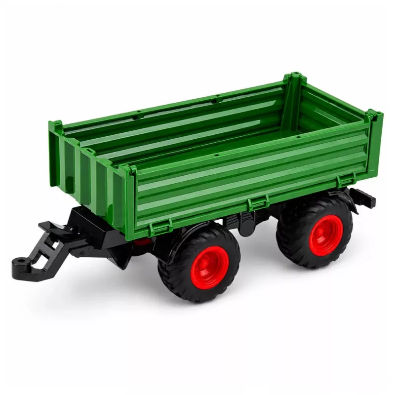 LEAN TOYS Žemės ūkio traktorius su savivarčio priekaba, guminiai ratai, žalias, 1:24