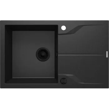 DEANTE 1-Bowl Granite Sink with Drainer - Flush Mount, Black