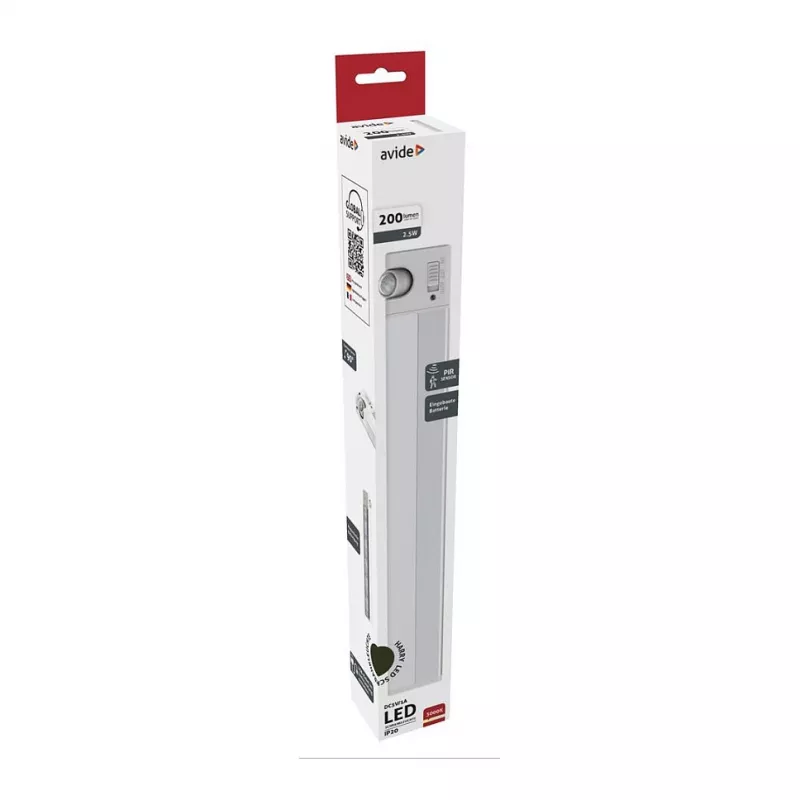 Avide LED spintos šviestuvas su baterija 2.5W PIR judesio jutikliu
