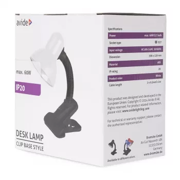 Avide Basic Clipbar Max 60W Clip-on Table Lamp Black