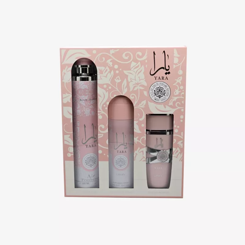 Lattafa Yara Eau de Parfum 100ml + Deodorant Spray 200ml + Air Freshener 300ml Dovanų rinkinys