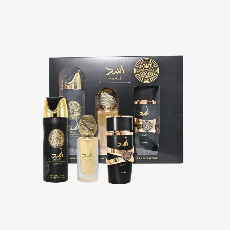Lattafa Asad Eau de Parfum 100ml + Deodorant Spray 200ml + Air Freshener Spray 300ml Dovanų Rinkinys