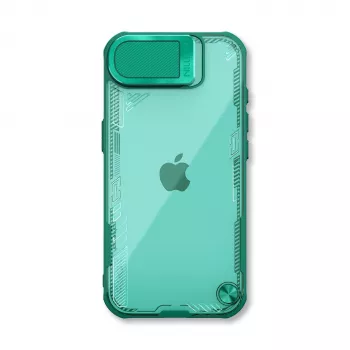 Nillkin Iceblade Prop Case su fotoaparato objektyvo dangteliu ir atraminėle kojelėle, skirta iPhone 16e / 17e - Žalia