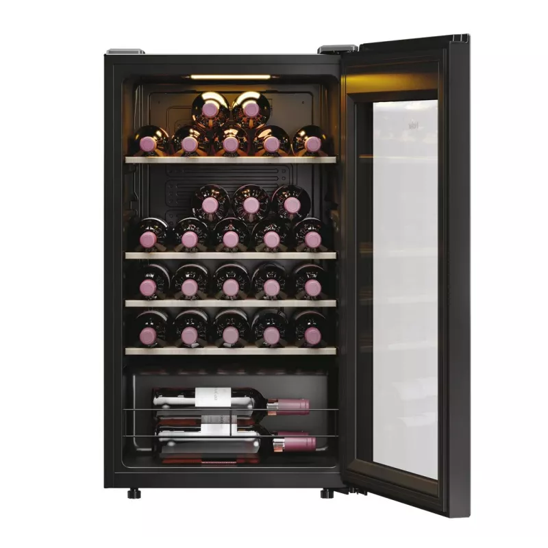 Haier HWS34GGH1 Wine Bank 50 Serie 3 Kompresorinis vyno šaldytuvas Laisvai pastatomas Juodas 34 buteliai