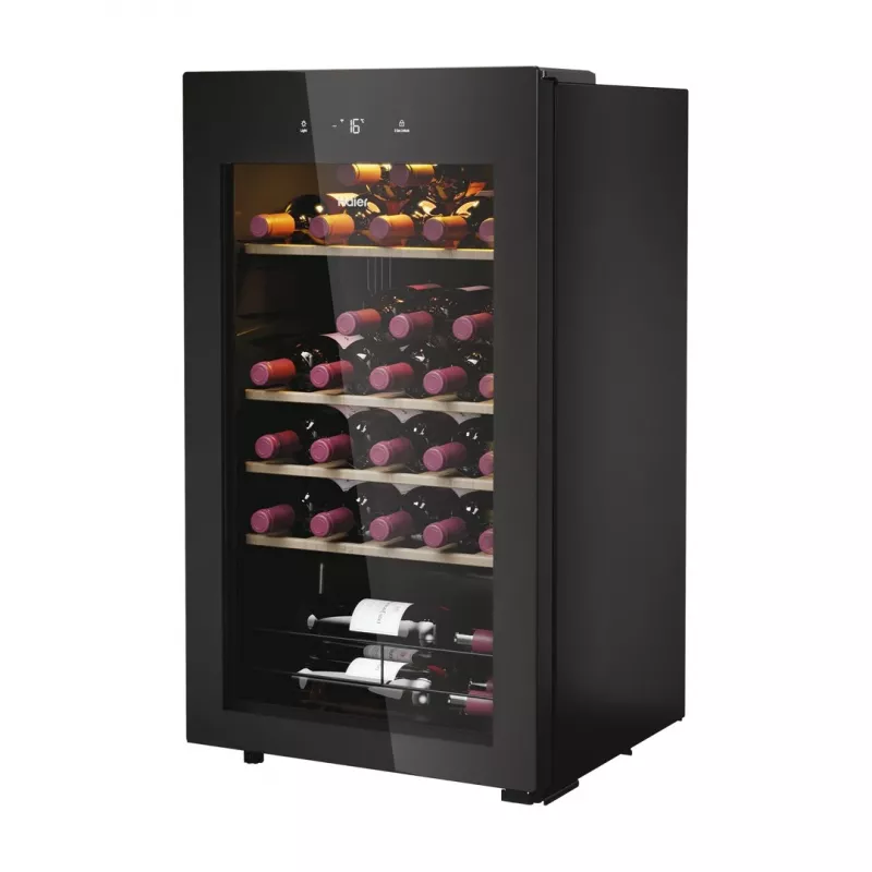 Haier HWS34GGH1 Wine Bank 50 Serie 3 Kompresorinis vyno šaldytuvas Laisvai pastatomas Juodas 34 buteliai