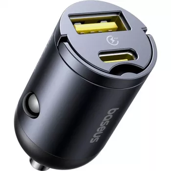 Baseus Tiny Star 30W USB-A USB-C sieninis įkroviklis juodas