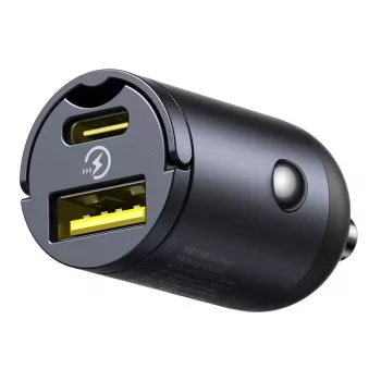 Baseus Tiny Star 30W USB-A USB-C sieninis įkroviklis juodas