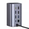 Baseus Air Spacemate 12-in-1 USB-C Hub, 2x HDMI 4K@60Hz, 2x USB-C 10Gbps, 2x USB-A 5Gbps, 2x USB-A 480Mbps, RJ45, SD/microSD, USB-C PD, Pilka