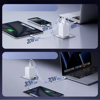 Baseus EnerFill FE11 2 x USB-C / USB-A 100W - White