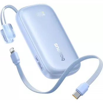 Baseus EnerFill FC21 Qpow 3 Ultra 10000mAh 45W Power Bank su nuimamu USB-C/Lightning laidu - mėlyna
