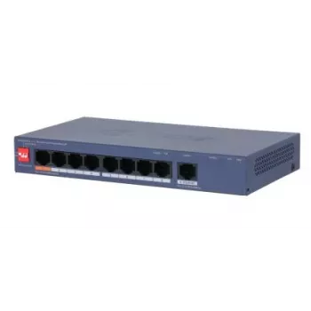 DAHUA CS4009-8ET1GT-60 valdomas L2 jungiklis su 8 PoE prievadais ir 1 Gigabit ryšio kanalu, 60W PoE biudžetas