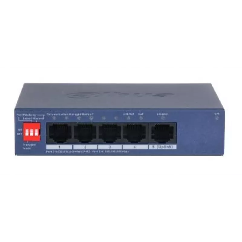 DAHUA CS4005-4GT-36 valdomas L2 Gigabit Ethernet jungiklis su 4 prievadais PoE+ 36W, stalinis / montuojamas ant sienos