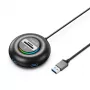 ORICO YXR4 RGB 4-Port USB-A 3.0 Hub su SD ir MicroSD kortelių skaitytuvu, 1,8 m kabeliu, juodas