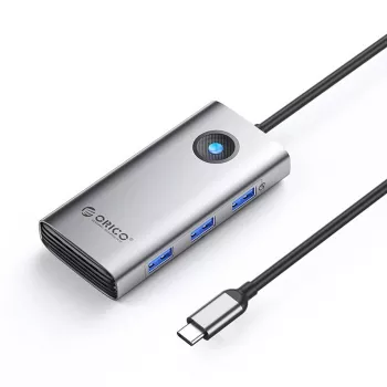 ORICO PW11 USB-C 6-in-1 Hub, 3x USB-A 3.0, 1x USB-C PD 100W, 1x HDMI 4K 30Hz, 1x RJ45 2.5G Ethernet, Pilka