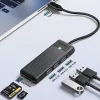 ORICO PAPW3AT-U3 4 prievadų USB 3.0 šakotuvas su SD/MicroSD kortelių skaitytuvu, 1,8 m kabeliu, juodas