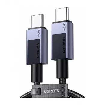 UGREEN L513 USB-C į USB-C laidas 240W PD3.1 480Mbps Nailono pintas aliuminio korpusas su integruotu kabelio raiščiu 1m Pilka (45067)