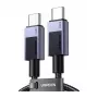 UGREEN L513 USB-C į USB-C laidas 240W PD3.1 480Mbps Nailono pintas aliuminio korpusas su integruotu kabelio raiščiu 1m Pilka (45067)