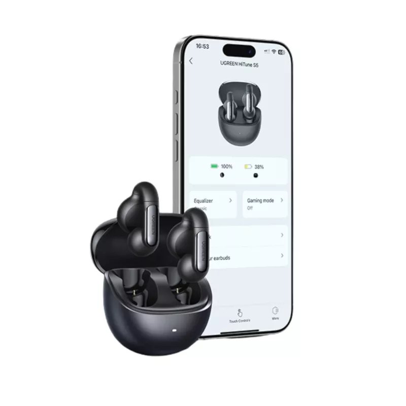 Ugreen HiTune S5 WS210 True Wireless Earbuds su aktyviu triukšmo slopinimu (juoda)