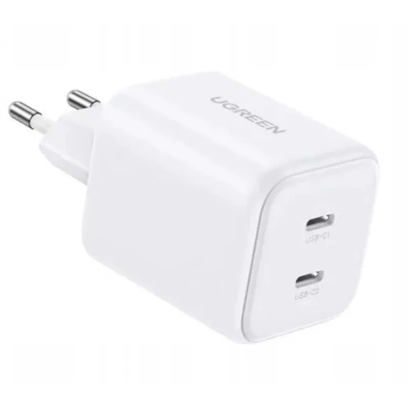 Ugreen GaN 45W 2xUSB-C sieninis įkroviklis - baltas