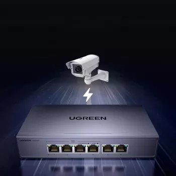 Ugreen 6-Port Gigabit Ethernet Switch with PoE+ - Pilka