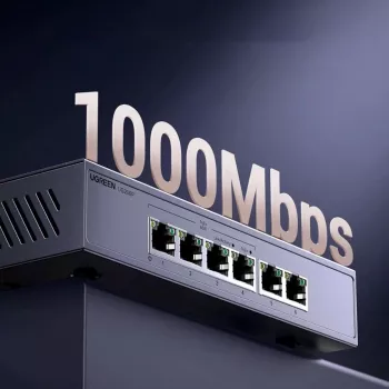 Ugreen 6-Port Gigabit Ethernet Switch with PoE+ - Pilka