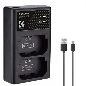 K&F Concept Dual USB Charger, skirtas Sony NP-FZ100 akumuliatoriui - KF28.0010