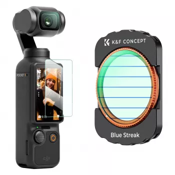 KF Filtr Blue Streak anamorphinis filtras + grūdinto stiklo ekrano apsauga 2-in-1, skirta DJI Osmo Pocket 3 / 4
