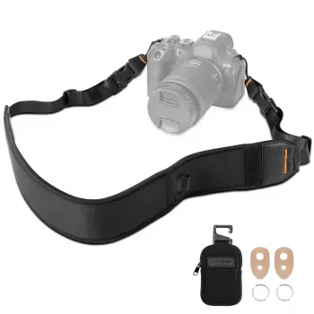 KF Neopreno kaklo ir peties diržas DSLR ir veidrodinėms kameroms (Canon, Nikon, Sony) - juoda