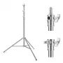 K&F Concept KF34.044 280cm aliuminio lydinio šviesos stovas su 1/4 inch-20 ir 3/8 inch-16 reversiniu sriegiu, 5 kg apkrova, 3 sekcijų, užveržiamomis spynomis, spyruokliniu amortizavimu, juodas