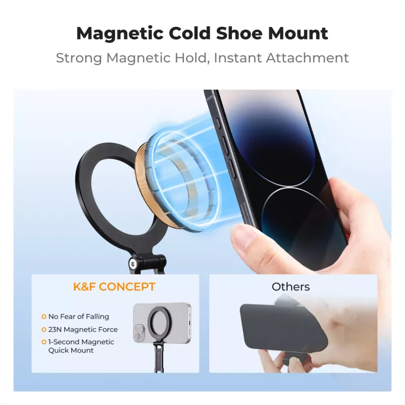 KF Magnetic MagSafe Phone Mount su 1/4 colio sriegiu ir Cold Shoe - Juoda (KF31.196)