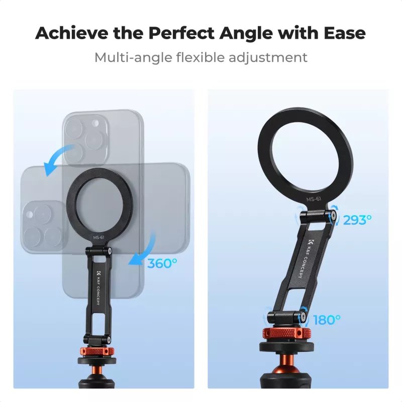 KF Magnetic MagSafe Phone Mount su 1/4 colio sriegiu ir Cold Shoe - Juoda (KF31.196)