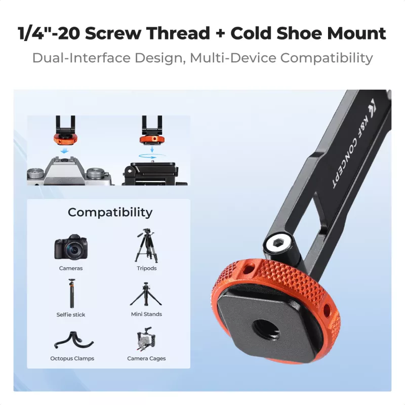 KF Magnetic MagSafe Phone Mount su 1/4 colio sriegiu ir Cold Shoe - Juoda (KF31.196)