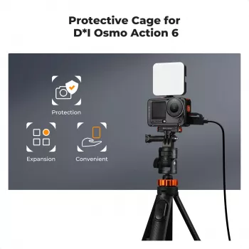 KF Frame Mount Camera Cage, skirta DJI Osmo Action 6, metalinis, juodas, KF12.0026