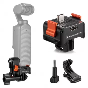 KF greito atjungimo adapteris su USB-C įkrovimu, skirtas DJI Osmo Pocket 3/4, GoPro laikikliui, 1/4 colio sriegis, juodas